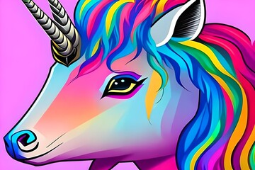 Unicorn Face as a digital illustration Generative AI