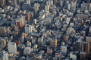 Panoramic aerial view of Tokyo, Japan. Tokyo urban city view from above
