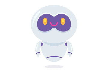 Vector illustration of cute robot. Vector icon for chatbot in flat style.