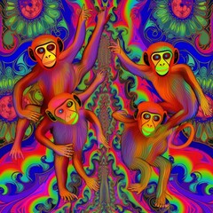 Fototapeta na wymiar psychedelic animals, Generative AI.