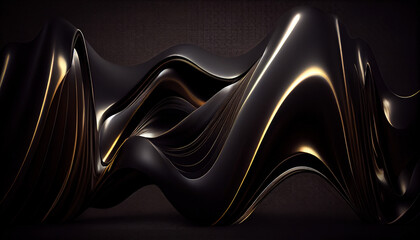 black texture fabric silk panorama background with beautiful soft blur pattern natural. - Generative AI