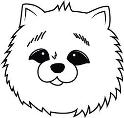 Cute fluffy cat face line drawing cartoon style vector illustration