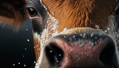 Grazing cattles cute snouts and wet noses generated by AI