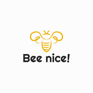 line art cute bee sign logo design vector illustration. modern bee nice mark logo vector design for business, and farm company