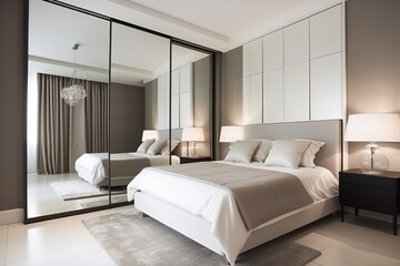  modern bedroom design, symmetry wallpaper all design, generative artificial intelligence