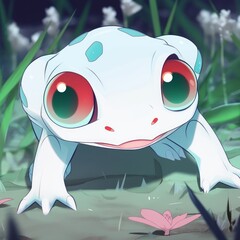 An adorable happy frog. Generative AI.