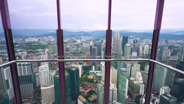 Observation deck Sky Deck KL Tower Kuala Lumpur TV tower. famous tourism destination, summer travel in South East Asia.