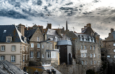 Historic Buildings In The Ancient City Saint-Malo At The Atlantic Coast In Brittany, France