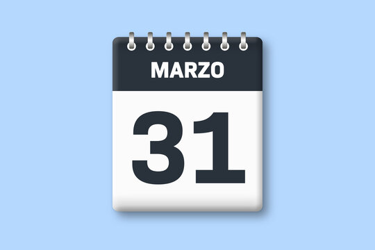 31 de marzo - fecha calendario pagina calendario - trigesimo primer dia de marzo sobre fondo azul
