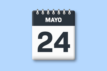 24 de mayo - fecha calendario pagina calendario - vigesimo cuarto dia de mayo sobre fondo azul