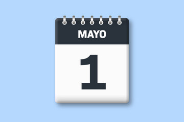 1 de mayo - fecha calendario pagina calendario - primer dia de mayo sobre fondo azul