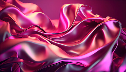 
Pink Wavy Satin glass ribbon Background Neon Lighting purple abstract background with curves and a light purple background. - Generative AI