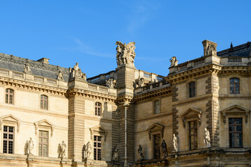 The Louvre , in Europe, in France, in Ile de France, in Paris, in summer, on a sunny day. - obrazy, fototapety, plakaty