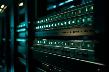 Server Rack in the Data Center. Generative AI.