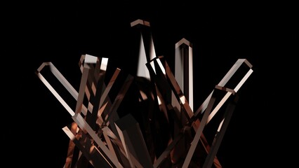 Gold Transparency crystal stone, Crystals glass 3d rendering