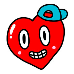 smiling happy heart, character design, cute cartoon isolated , graphic design for presentation, marketing, art, illustration, t-shirt design, cartoon, comic, advertising, online media