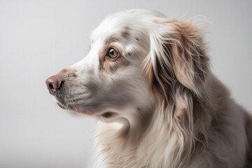 Faithful and Loyal Dog Sitting on White Studio Background