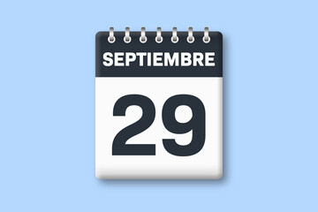 29 de septiembre - fecha calendario pagina calendario -  veintinueve de septiembre sobre fondo azul
