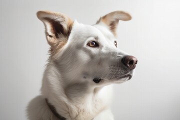 Obraz premium Faithful and Loyal Dog Sitting on White Studio Background