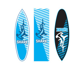 SHARK SURFING BOARD COVER, silhouette of wild shark vector illustrations
