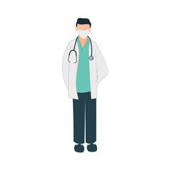 Fototapeta premium doctor man with stethoscope and mask icon image vector illustration design