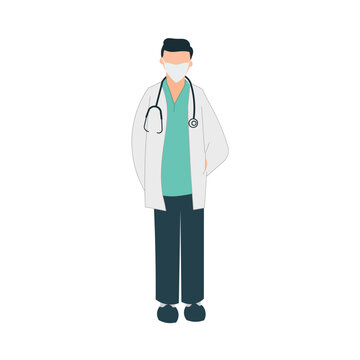 doctor man with stethoscope and mask icon image vector illustration design