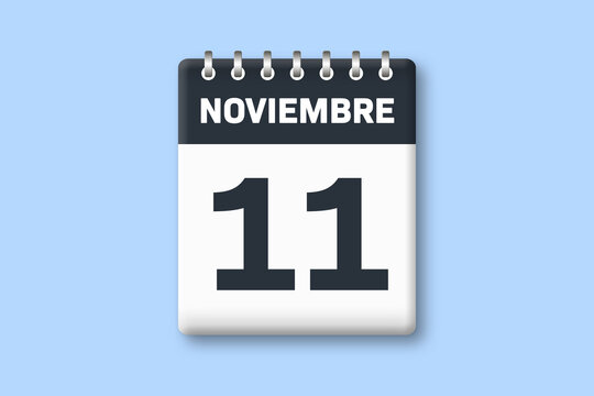 11 de noviembre - fecha calendario pagina calendario -  undecimo dia de noviembre sobre fondo azul