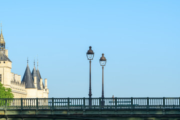 The lampposts of the Pont d Arcole , in Europe, in France, in Ile de France, in Paris, Along the...