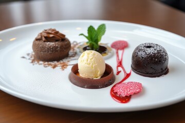 A beautifully plated Trio of Desserts - made with Ai