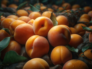 Beautiful organic background of freshly picked apricot created with Generative AI technology
