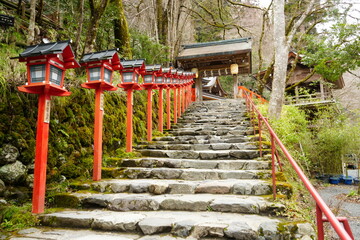 Fototapeta na wymiar Kifune Shrine or Kifune Jinja in Kyoto, Japan - 日本 京都府 貴船神社