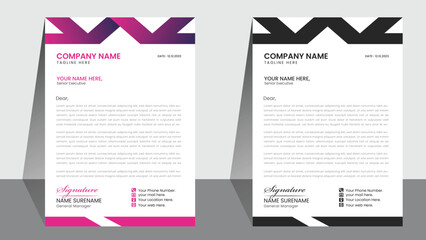 Modern And Stylish Vector Letterhead Design Template,  Black and Gradient color  combination design Layout.