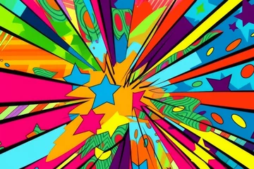 Foto auf Alu-Dibond Vibrant and Playful Abstract Pop Art Background for Creative Projects, Generative AI © avrezn