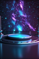 Podium for product advertisement or restaurant menus with beautiful colorful background  Generative AI