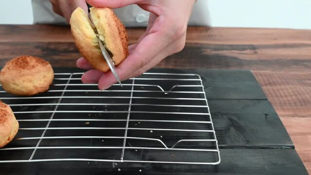 Split the baked scones in half