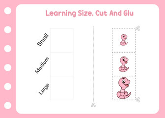 learning size cut and glue for cute worm