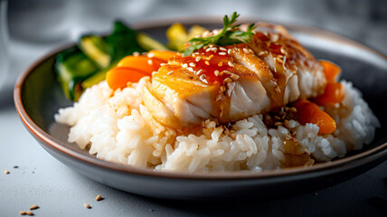 A Wholesome Meal of Fish Fillet, Rice and Nutritious Vegetables