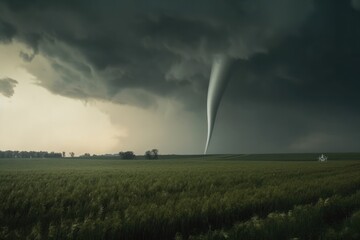 Obraz na płótnie Canvas Tornado Over Field generative Ai