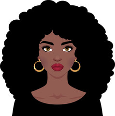 Portrait of a young beautiful african woman with a traditional afro hairstyle. Avatar for social network.Vector illustration44
