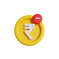 3d illustration of indian rupee currency delete sign icon