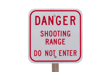 Danger shooting range do not enter sign isolated with cut out background.
