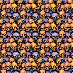 Skull seamless pattern, skull wallpaper, skeleton illustration