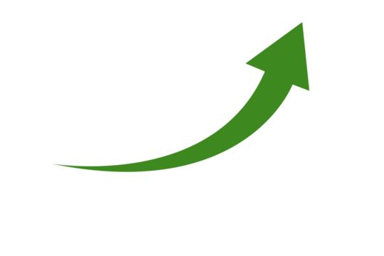 green curved graph with arrow png file type	
