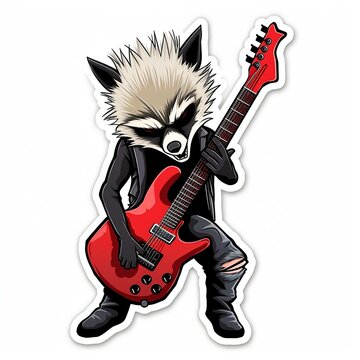 Punk rock raccoon sticker