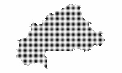 Burkina Faso dotted map with grunge texture in dot style. Abstract vector illustration of a country map with halftone effect for infographic. 
