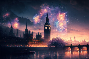 London fireworks created with generative AI technology