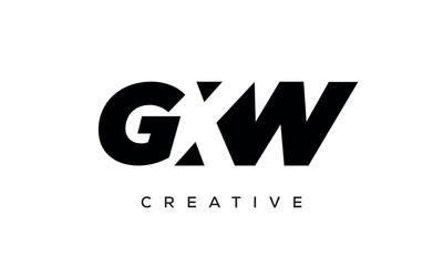 GXW letters negative space logo design. creative typography monogram vector	