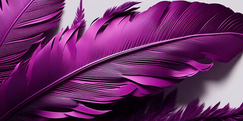 AI-Generated Extreme Close-up of Three Fuchsia Feathers on White Background for Image Background