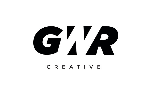 GWR letters negative space logo design. creative typography monogram vector	