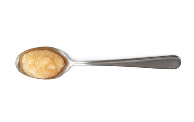 Spoon with caviar of capelin isolated on white background